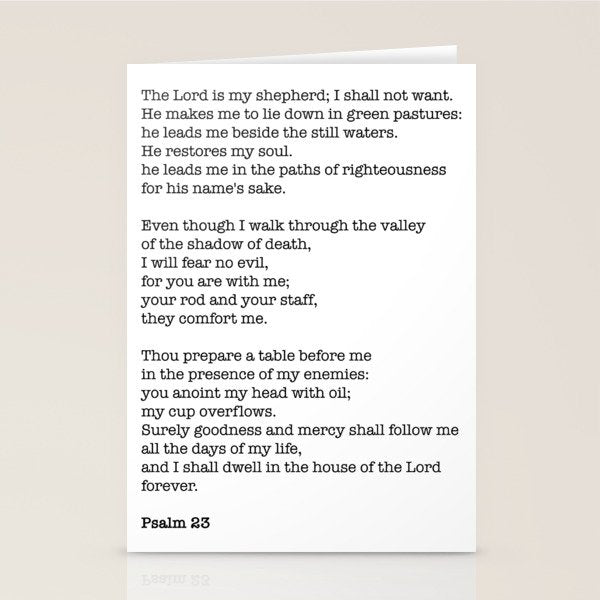 Psalm 23 Bible Verse Print - The LORD is my shepherd Stationery Card Gallery Image 2