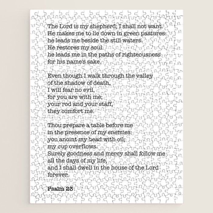 Psalm 23 Bible Verse Print - The LORD is my shepherd Jigsaw Puzzle Gallery Image 1