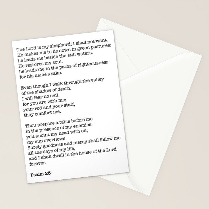 Psalm 23 Bible Verse Print - The LORD is my shepherd Stationery Card Gallery Image 2