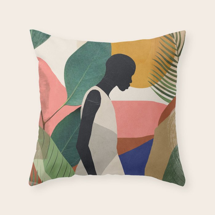 Tropical Girl Throw Pillow Gallery Image 1