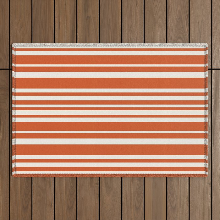Classic Stripes XLVIII - Bright Retro Red Outdoor Rug Gallery Image 1