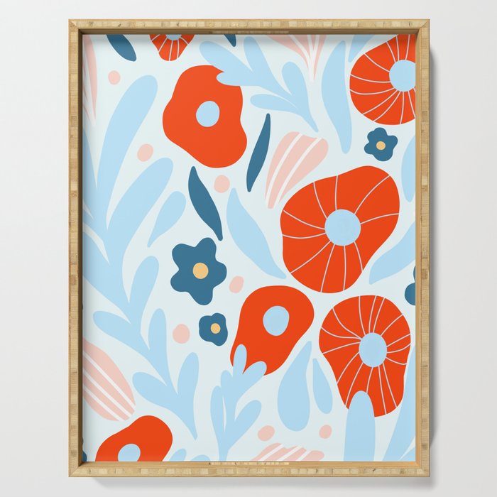 Red flowers Serving Tray Gallery Image 1