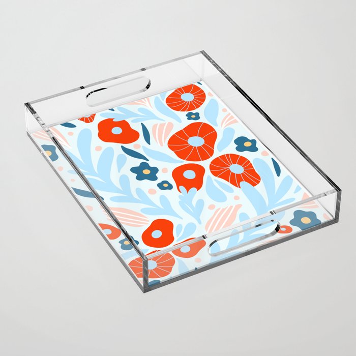 Red flowers Acrylic Tray Gallery Image 1