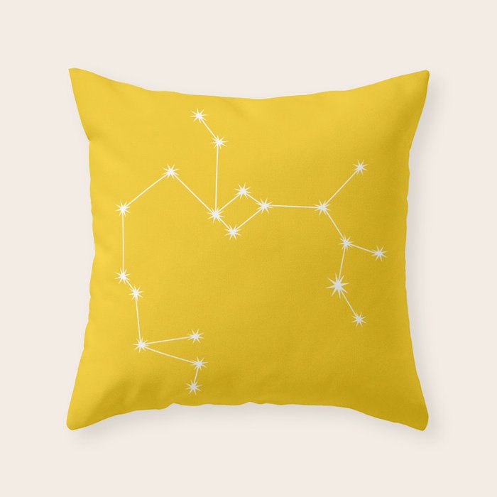 Sagittarius Zodiac Star Constellation Line Art Bright Yellow Throw Pillow Gallery Image 6
