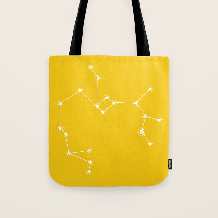 Sagittarius Zodiac Star Constellation Line Art Bright Yellow Tote Bag Gallery Image 1
