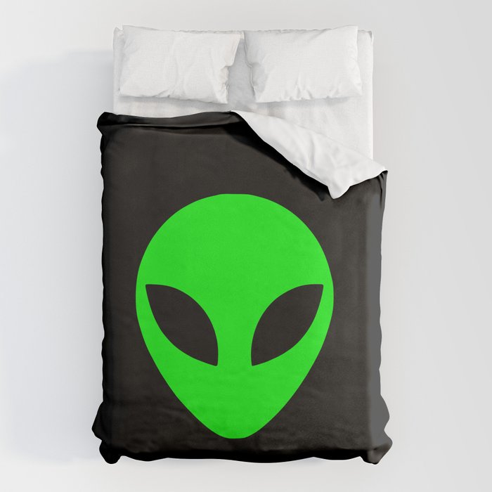 Black and Green Alien Head Shape Duvet Cover Gallery Image 6