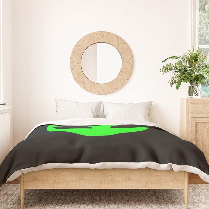 Black and Green Alien Head Shape Duvet Cover Gallery Image 3