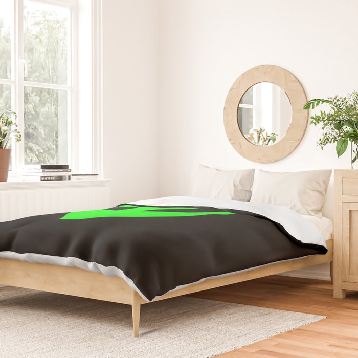 Black and Green Alien Head Shape Duvet Cover Gallery Image 2