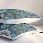 Teal Turquoise Gold Moroccan Tiles Boho Vintage Elegance Quatrefoil Shapes Pillow Sham Gallery Image 3