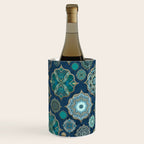 Teal Turquoise Gold Moroccan Tiles Boho Vintage Elegance Quatrefoil Shapes Wine Chiller Gallery Image 1