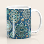 Teal Turquoise Gold Moroccan Tiles Boho Vintage Elegance Quatrefoil Shapes Coffee Mug Gallery Image 1