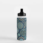 Teal Turquoise Gold Moroccan Tiles Boho Vintage Elegance Quatrefoil Shapes Water Bottle Gallery Image 2