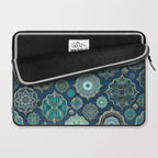 Teal Turquoise Gold Moroccan Tiles Boho Vintage Elegance Quatrefoil Shapes Laptop Sleeve Gallery Image 2