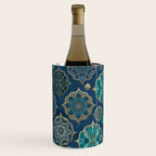Teal Turquoise Gold Moroccan Tiles Boho Vintage Elegance Quatrefoil Shapes Wine Chiller Gallery Image 2