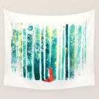 Fox in quiet forest Wall Tapestry Gallery Image 4
