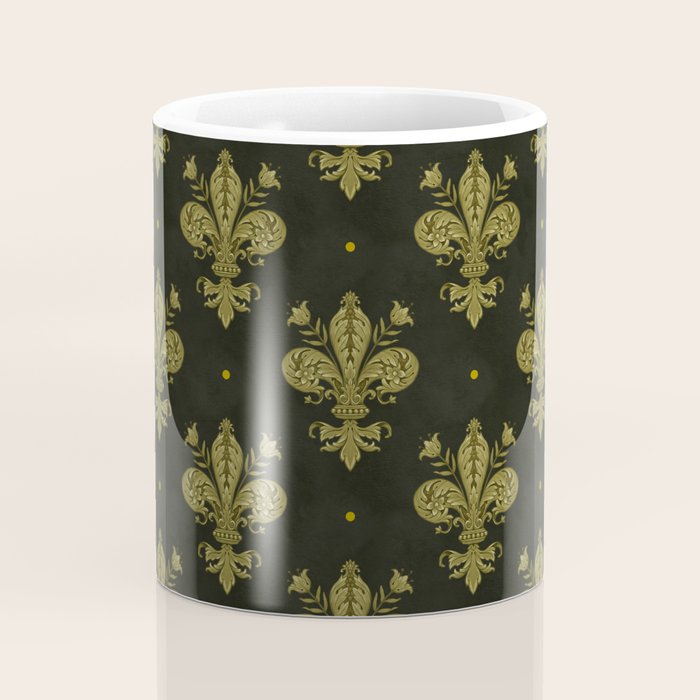 Fleur De Lis In Rich Green Coffee Mug Gallery Image 4