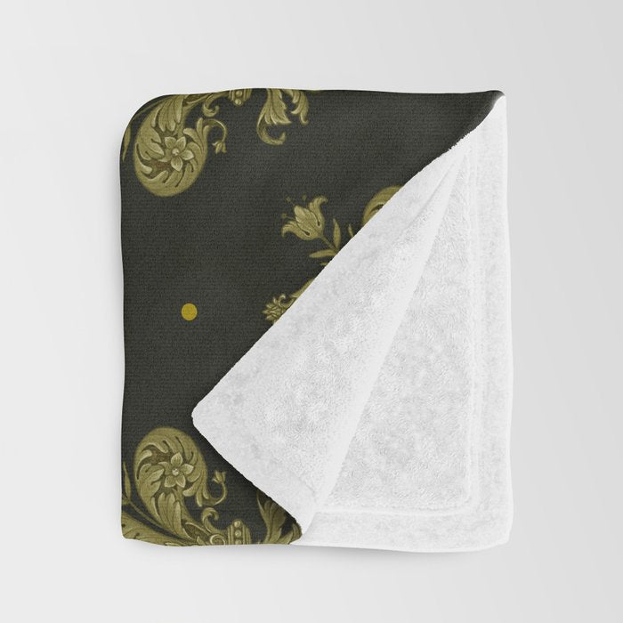 Fleur De Lis In Rich Green Throw Blanket Gallery Image 3