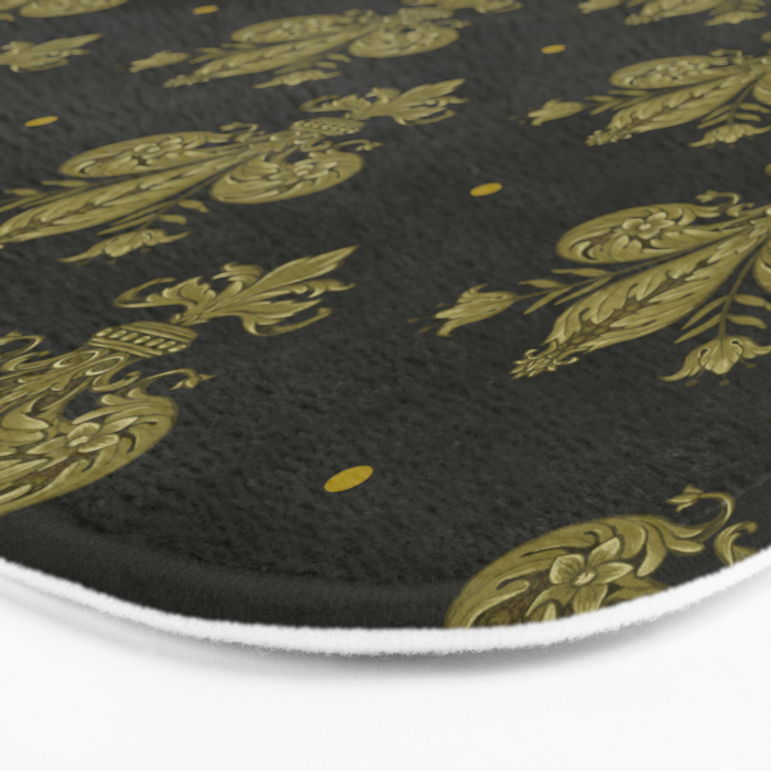 Fleur De Lis In Rich Green Bath Mat Gallery Image 3