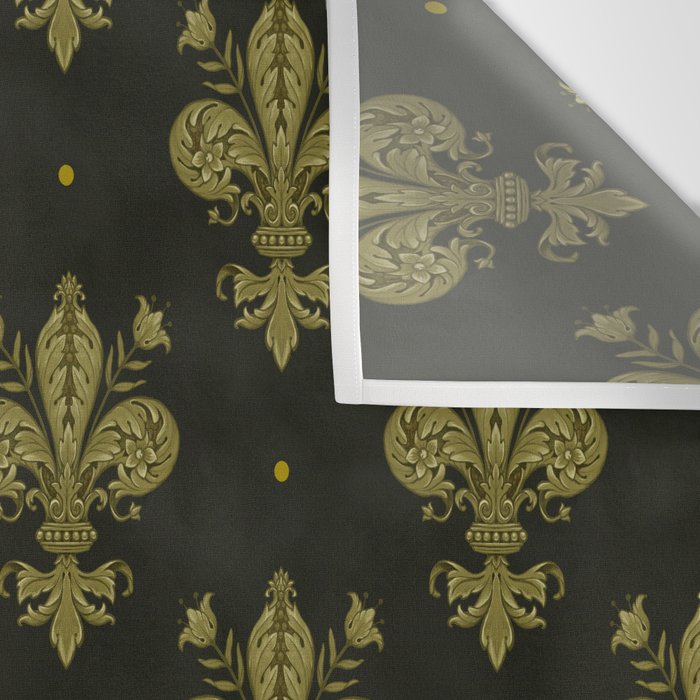 Fleur De Lis In Rich Green Wall Tapestry Gallery Image 3