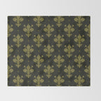 Fleur De Lis In Rich Green Throw Blanket Gallery Image 2