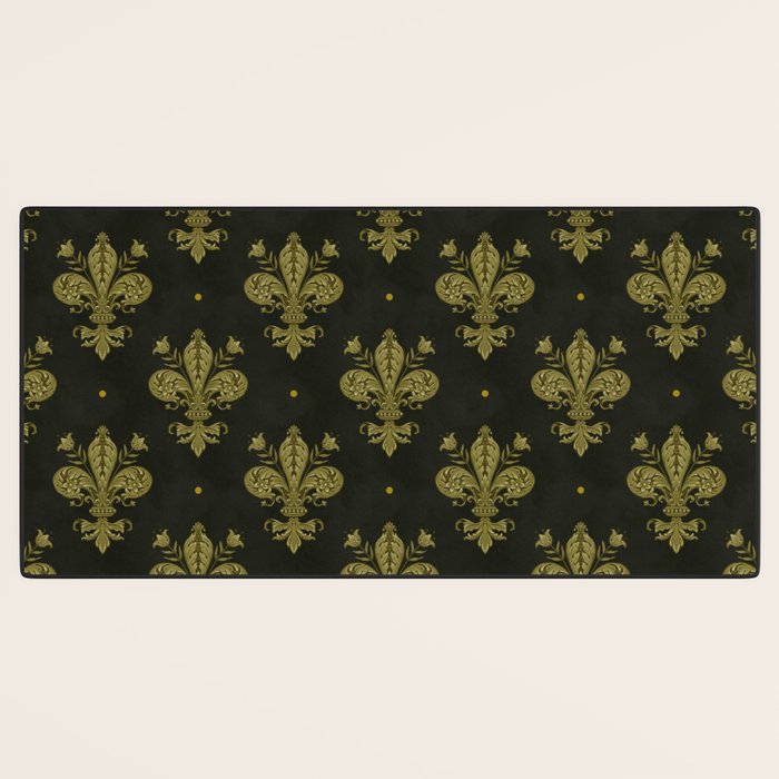 Fleur De Lis In Rich Green Desk Mat Gallery Image 3
