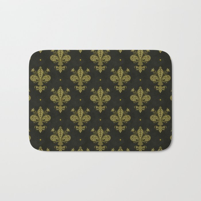 Fleur De Lis In Rich Green Bath Mat Gallery Image 1