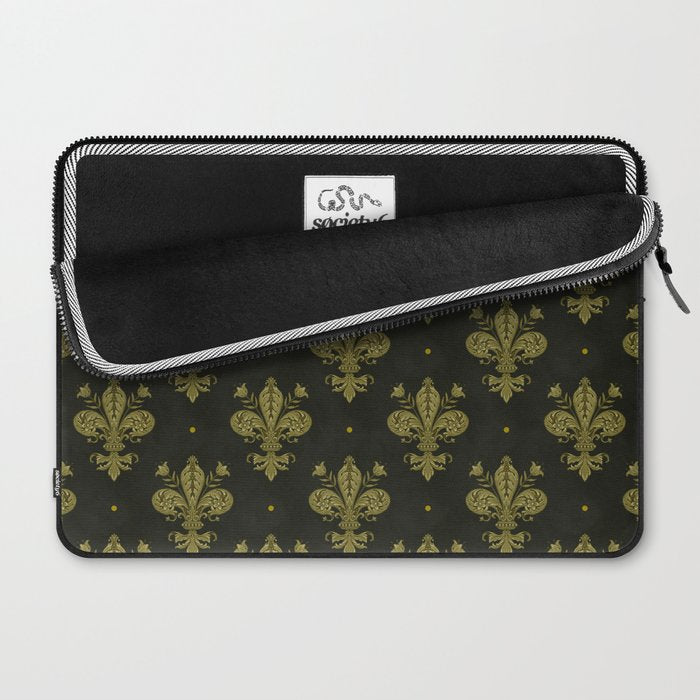 Fleur De Lis In Rich Green Laptop Sleeve Gallery Image 2