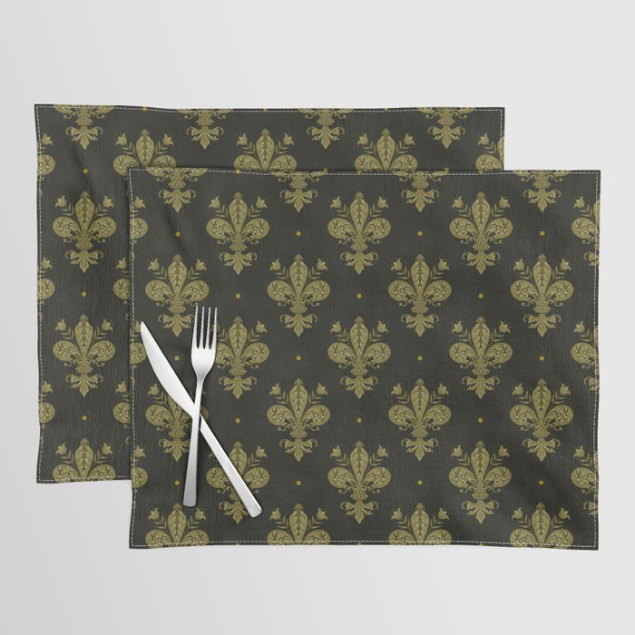 Fleur De Lis In Rich Green Placemat Gallery Image 1