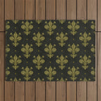 Fleur De Lis In Rich Green Outdoor Rug Gallery Image 1