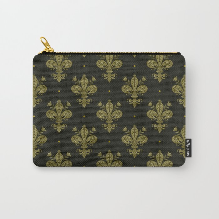 Fleur De Lis In Rich Green Carry All Pouch Gallery Image 1
