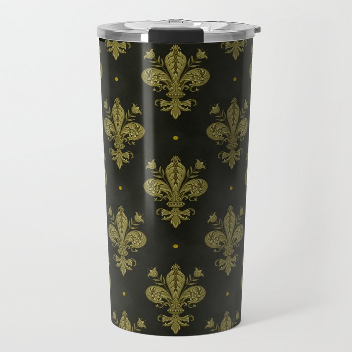 Fleur De Lis In Rich Green Travel Mug Gallery Image 1