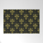 Fleur De Lis In Rich Green Welcome Mat Gallery Image 1