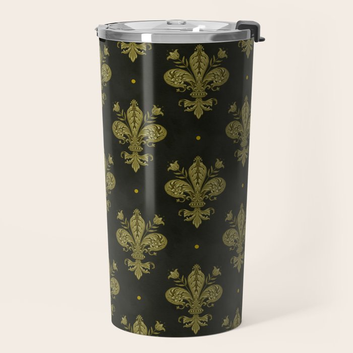Fleur De Lis In Rich Green Travel Mug Gallery Image 2