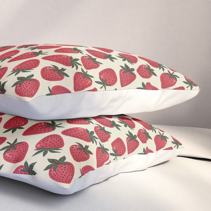 Hand Drawn Vintage Strawberry Pattern Pillow Sham Gallery Image 3