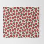 Hand Drawn Vintage Strawberry Pattern Throw Blanket Gallery Image 2