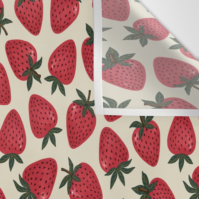 Hand Drawn Vintage Strawberry Pattern Wall Tapestry Gallery Image 3