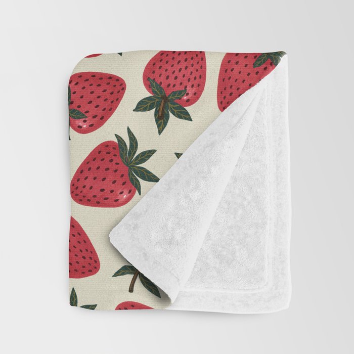 Hand Drawn Vintage Strawberry Pattern Throw Blanket Gallery Image 3