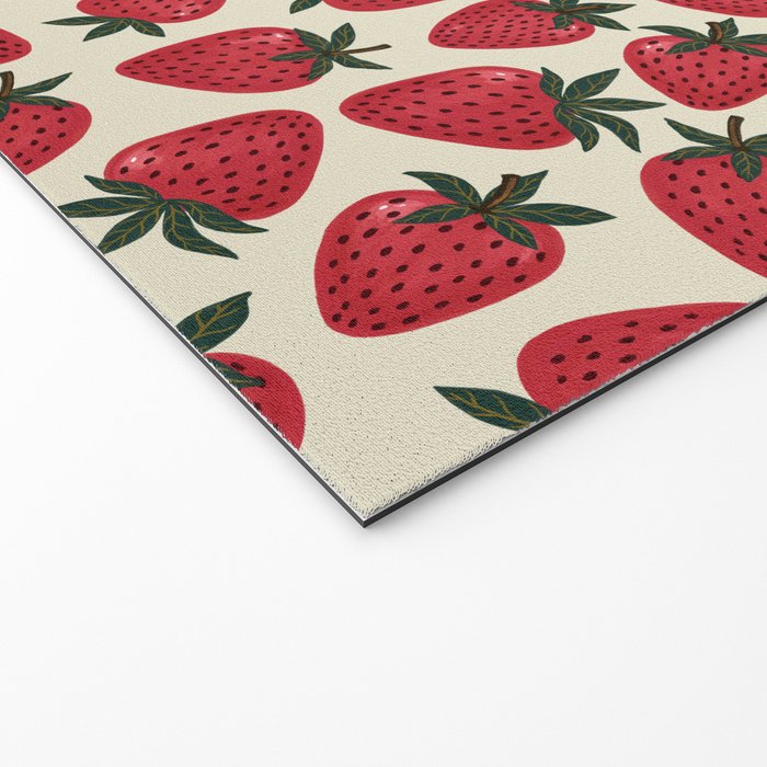 Hand Drawn Vintage Strawberry Pattern Welcome Mat Gallery Image 2