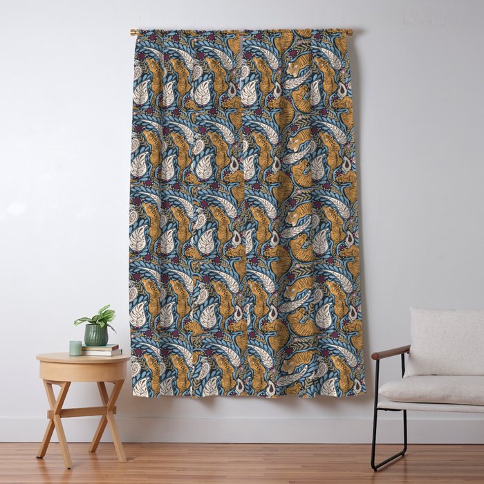 Exotic Tiger Oasis Dark Window Curtain Gallery Image 1