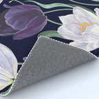 Purple and White Tulip Floral Prints on Navy Blue Rug Gallery Image 4