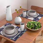 Purple and White Tulip Floral Prints on Navy Blue Placemat Gallery Image 2