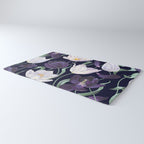 Purple and White Tulip Floral Prints on Navy Blue Rug Gallery Image 3