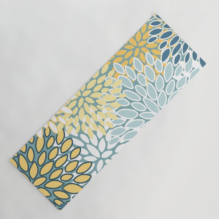 Modern Floral Yellow And Teal  Yoga Mat Gallery Image 1