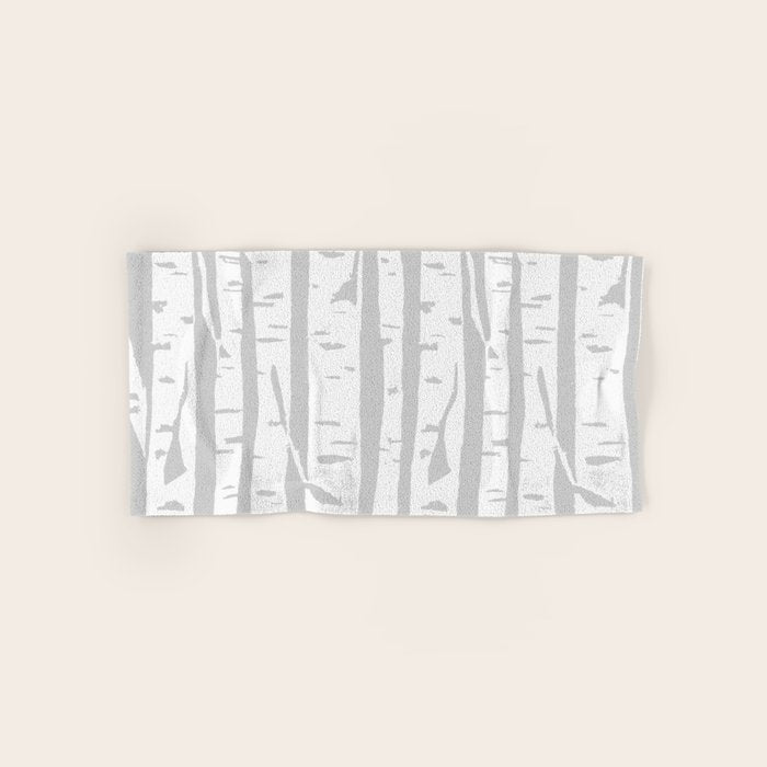 Woodcut Birches Grey Bath Towel Gallery Image 1