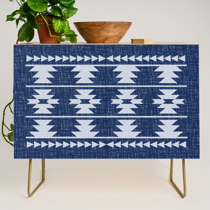 Southwestern Pattern 128 Indigo Blue Credenza Gallery Image 1