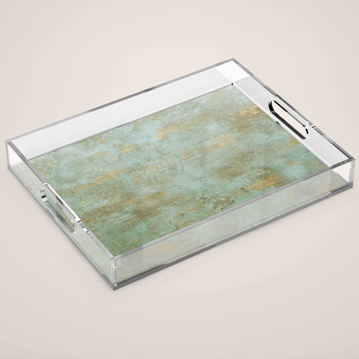 Metallic Effects Oxidized Copper Verdigris Industrial Rustic Acrylic Tray Gallery Image 1