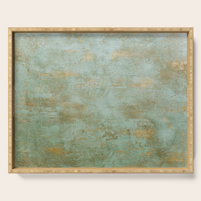 Metallic Effects Oxidized Copper Verdigris Industrial Rustic Serving Tray