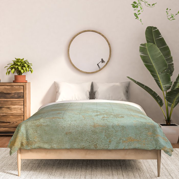 Metallic Effects Oxidized Copper Verdigris Industrial Rustic Comforter Gallery Image 3