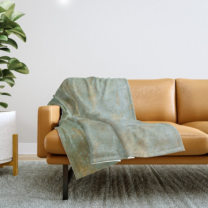 Metallic Effects Oxidized Copper Verdigris Industrial Rustic Throw Blanket Gallery Image 1