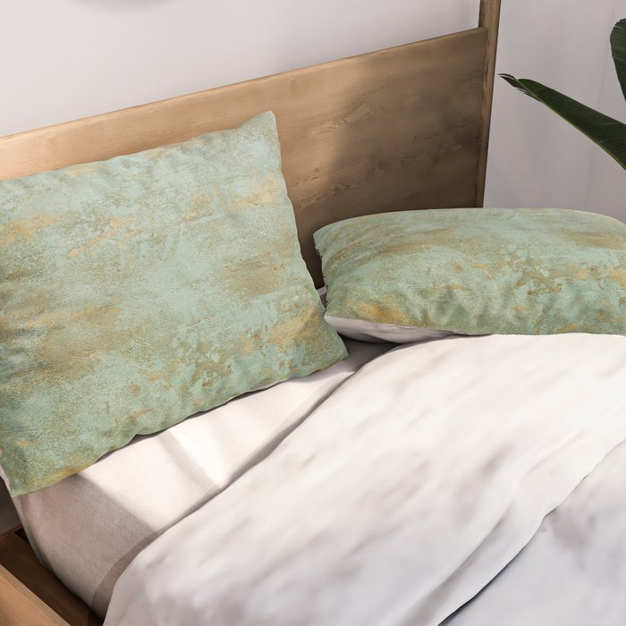 Metallic Effects Oxidized Copper Verdigris Industrial Rustic Pillow Sham Gallery Image 2